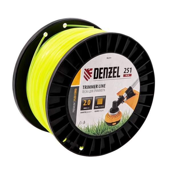 Леска для садовых триммеров Denzel FLEX CORD 96291 (2 мм, 251 м, квадрат)